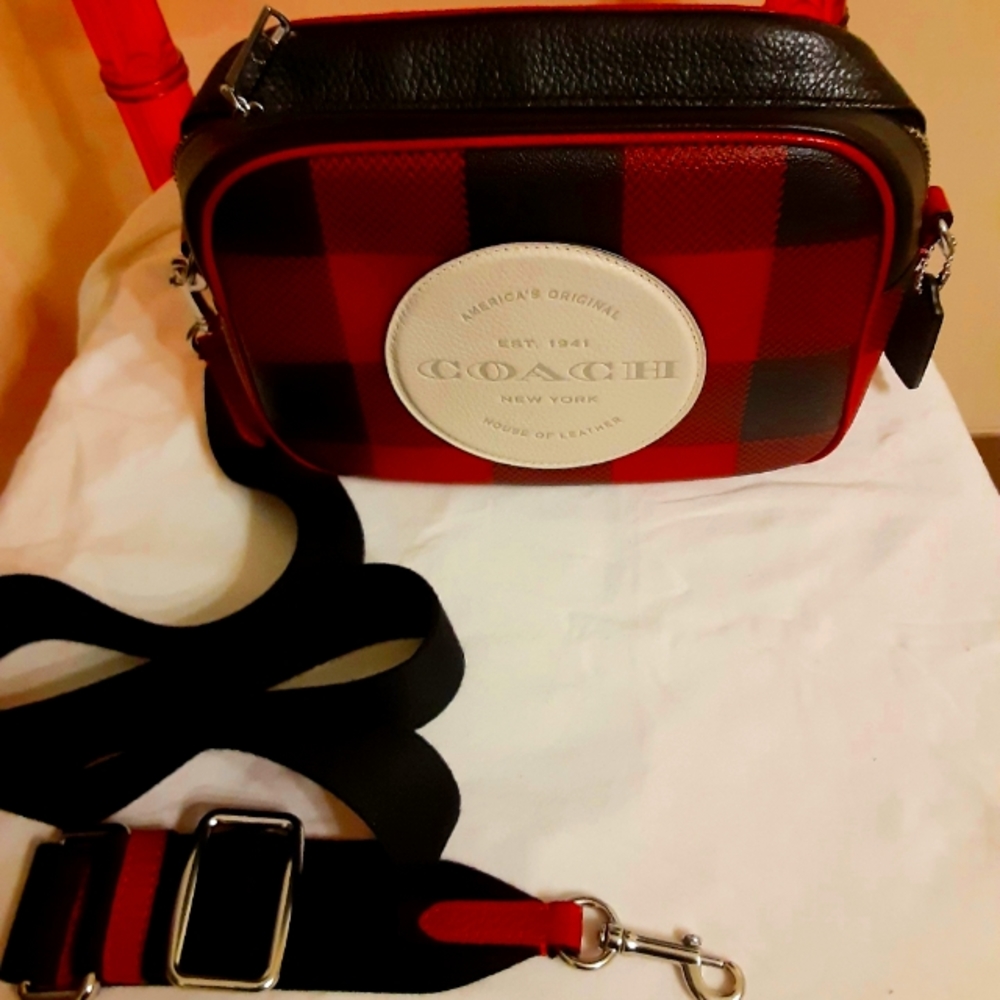 COACH Buffalo Plaid Camera Bag